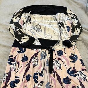 BCBGMaxAzria Black and Pink Floral Long Sleeve Dress